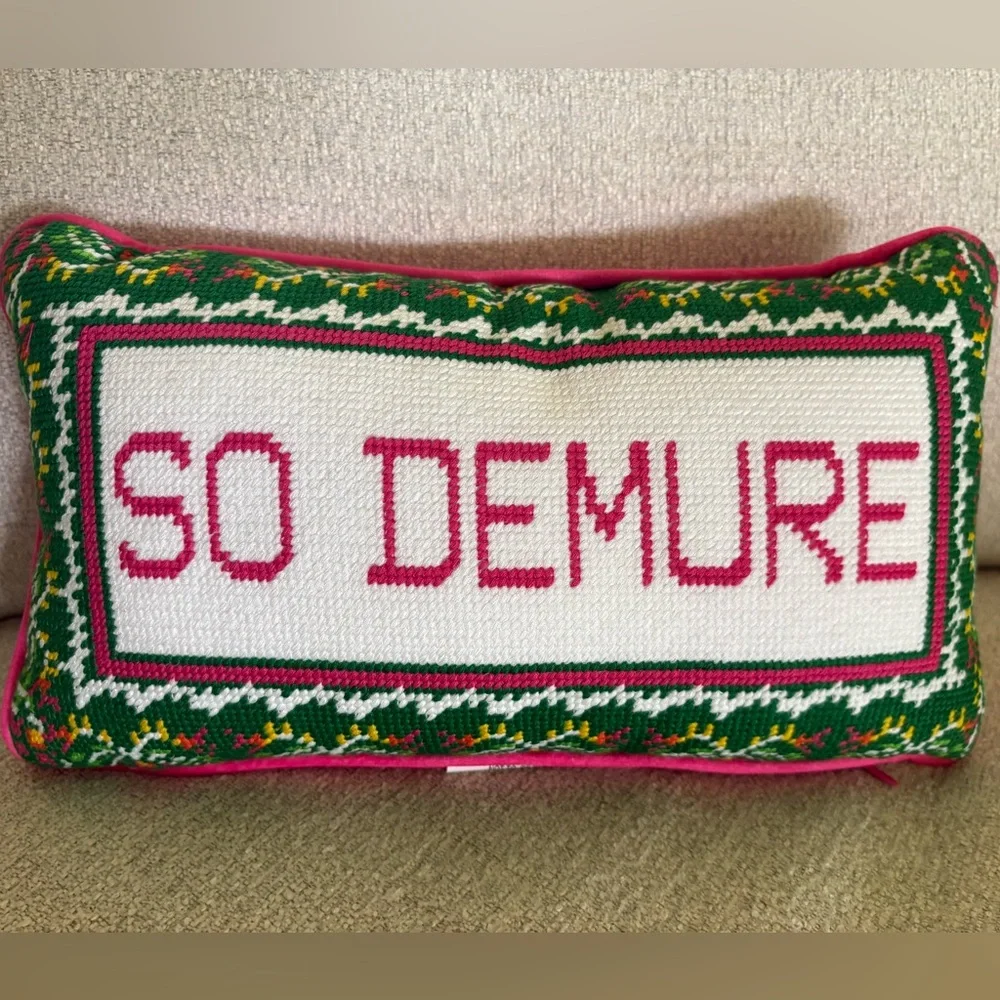 Cupcakes & Cashmere Pink and Green Holiday Pillow